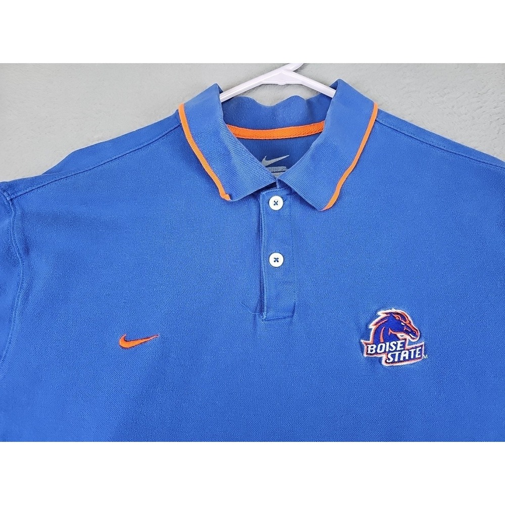 Nike Boise State Broncos Polo Shirt Men's Size XL Blue 100% Cotton - Picture 2 of 7